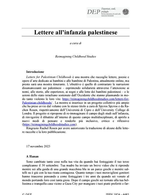 Lettere all’infanzia palestinese